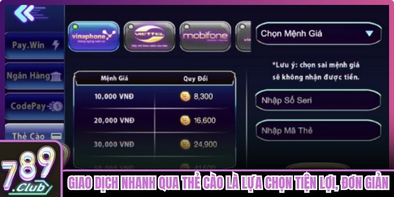 Giao dịch nhanh qua thẻ cào là lựa chọn tiện lợi, đơn giản